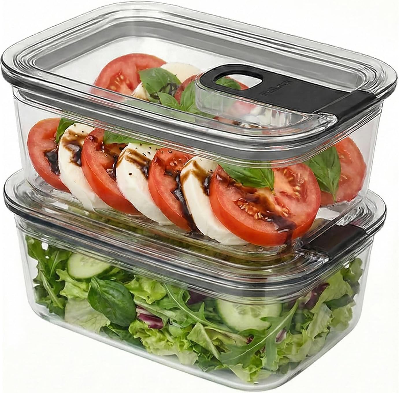 carrotez Clear Food Storage Containers with Easy-Open Lids, 2.7 Cup Ecozen Plastic Small Meal Prep Containers, Airtight, BPA-Free, Stackable, Reusable, Set of 4