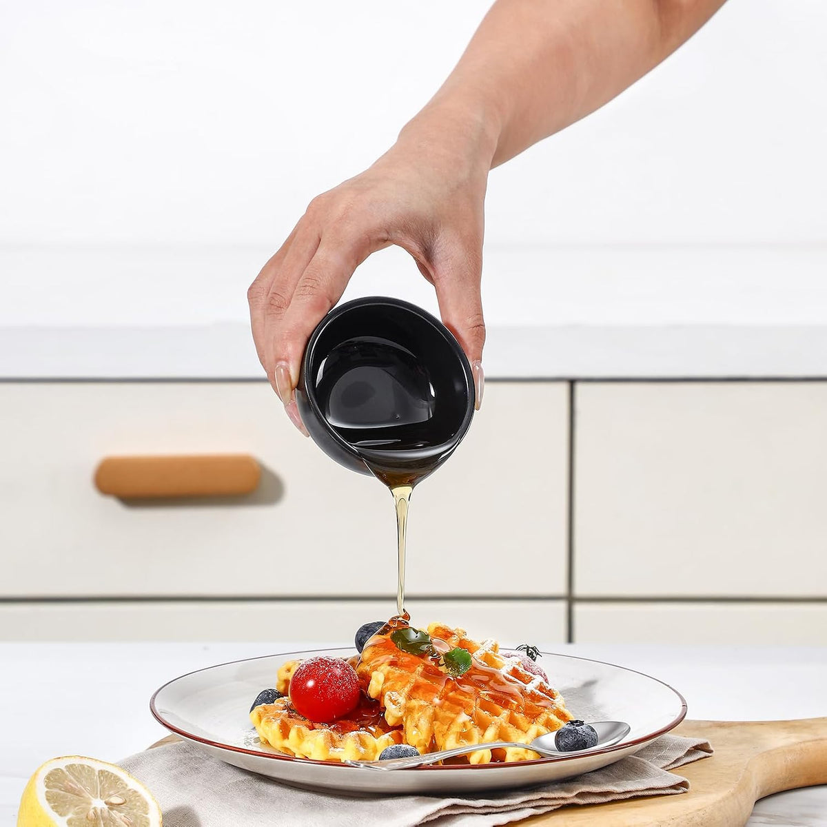 Selamica Ceramic 2.6 OZ Soy Sauce Dish, Set of 6, Matte Black