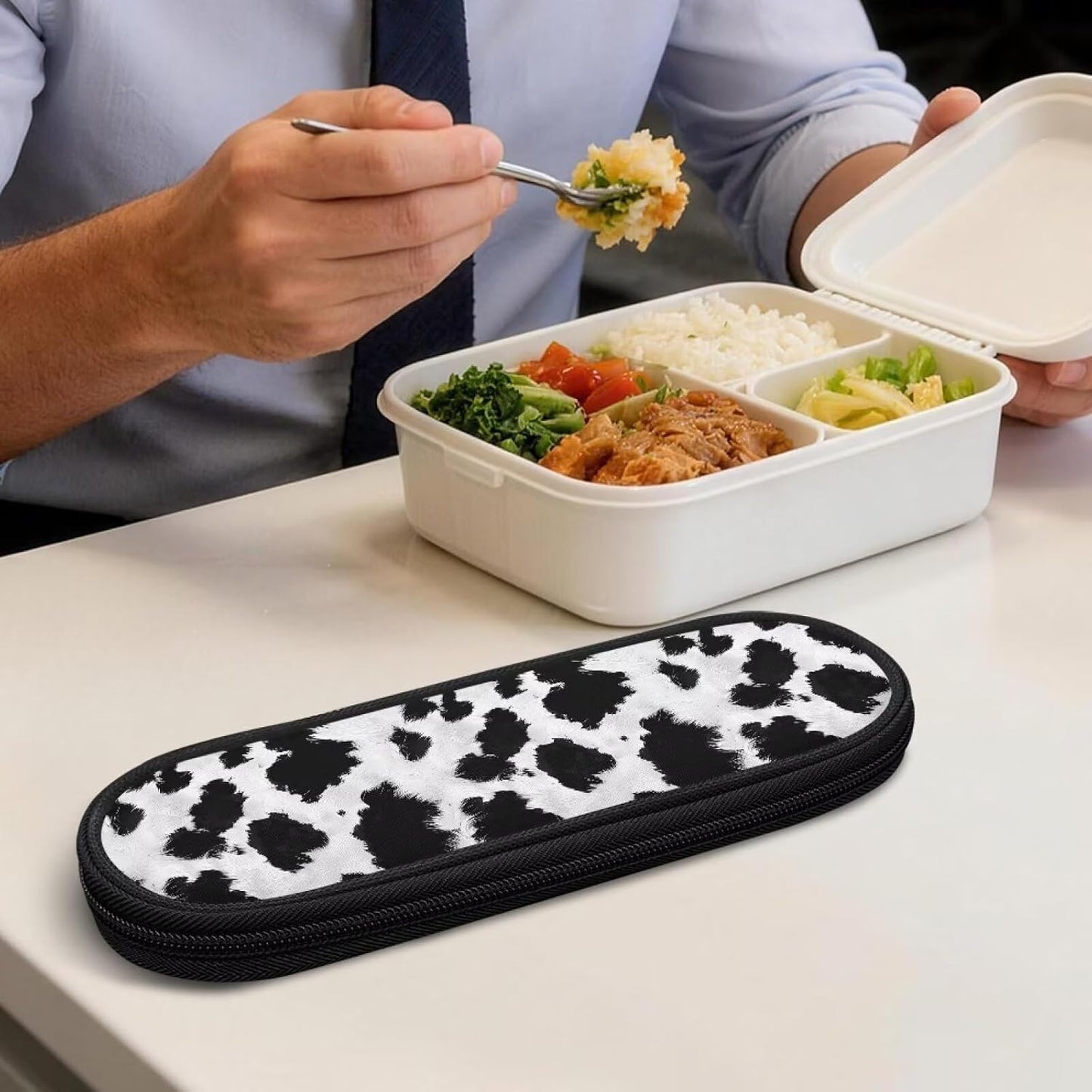 Travel Cutlery Set with Case for Kids Portable Utensil Case Reusable Silverware Pouch for School Travel Lunch Capybara Flower