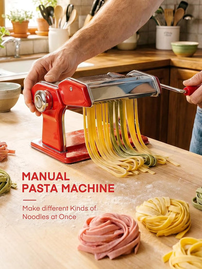 FOHERE Manual Pasta Maker, 7 Adjustable Thickness, 3-in-1