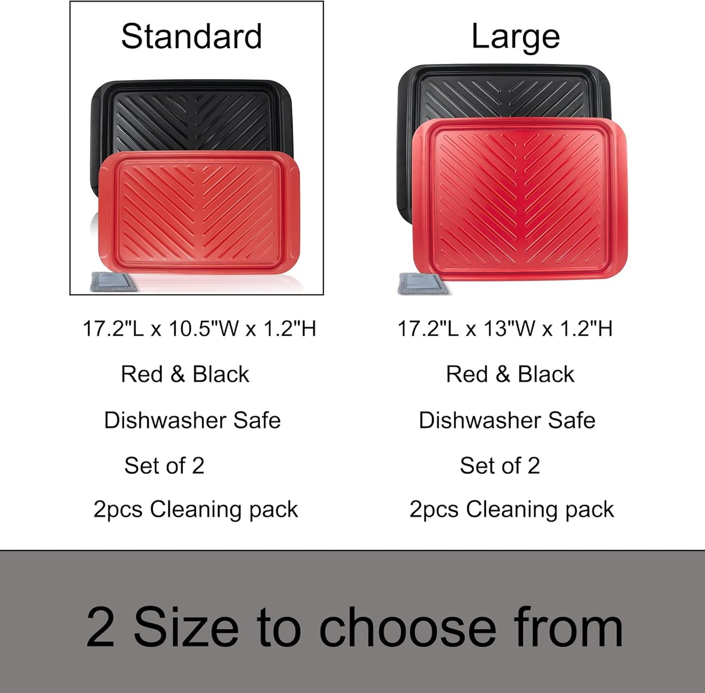Czlizdyt Grilling Prep and Serve Trays, BBQ Platter for Raw and Cooked Food, Melamine Serving Trays for Food, Set of 2, Black and Red, Napkin and Cleaning Clothes Included