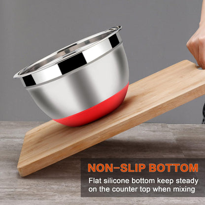 LIANYU Stainless Steel Mixing Bowls Sets of 6, Large 7, 3.5, 2.5, 2, 1.5, 1QT Size with Transparent Airtight Lids, Metal Nesting Serving Bowl Sets for Home Kitchen, Dishwasher & Freezer Safe, Black