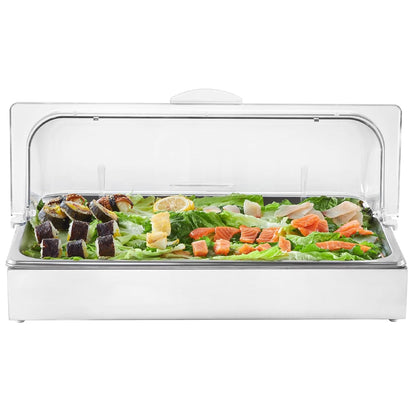 VEVOR Chilled Condiment Server, 4 Compartment Ice Cooled Condiment Serving Container, Chilled Garnish Tray Bar Caddy with Lid, for Bartending & Serving Taco, Salad, Fruit, Home & Restaurant Supplies