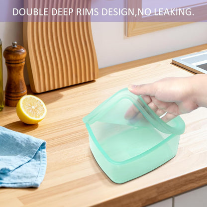 Set of 6 Full Silicone Food Storage Containers With Leakproof Lids, Clear Lunch Boxes, Reusable Meal Prep Bento Snack Boxes, Microwave, Freezer, Dishwasher Safe, BPA Free