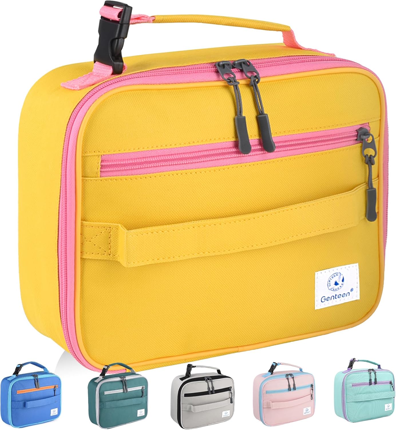 Genteen Lunch Box Kids, Insulated Lunch Bag Kids Boys Girls Back to School, Soft Lunch Box for Men Reusable Lunchbox for Office,Outdoor,School (Black)
