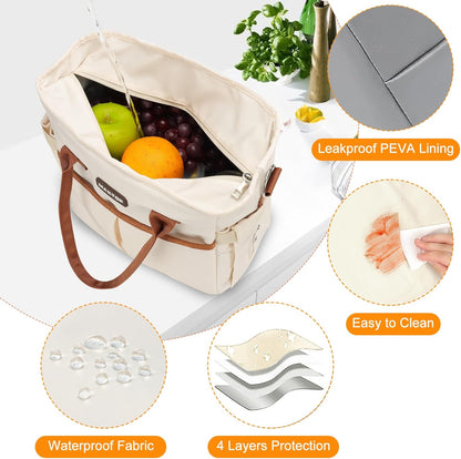 MAXTOP Lunch Bag Women for Work Insulated Thermal Lunch Box for Men with Wide-Open Pocket Reusable Leakproof Cooler Bags with Removable Shoulder Strap for Teacher Nurse Office Picnic Travel Black