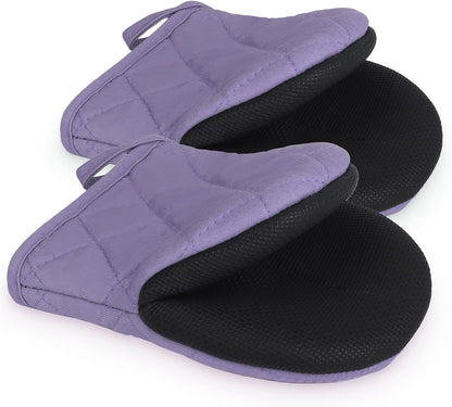 Goldmeet Mini Oven Mitts 2-Pack, 7"x5.5", 500°F Silicone Grip, Gray