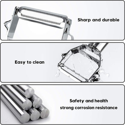 BURLIHOME Double-sided Vegetable Peeler,Stainless Steel Julienne Cutter