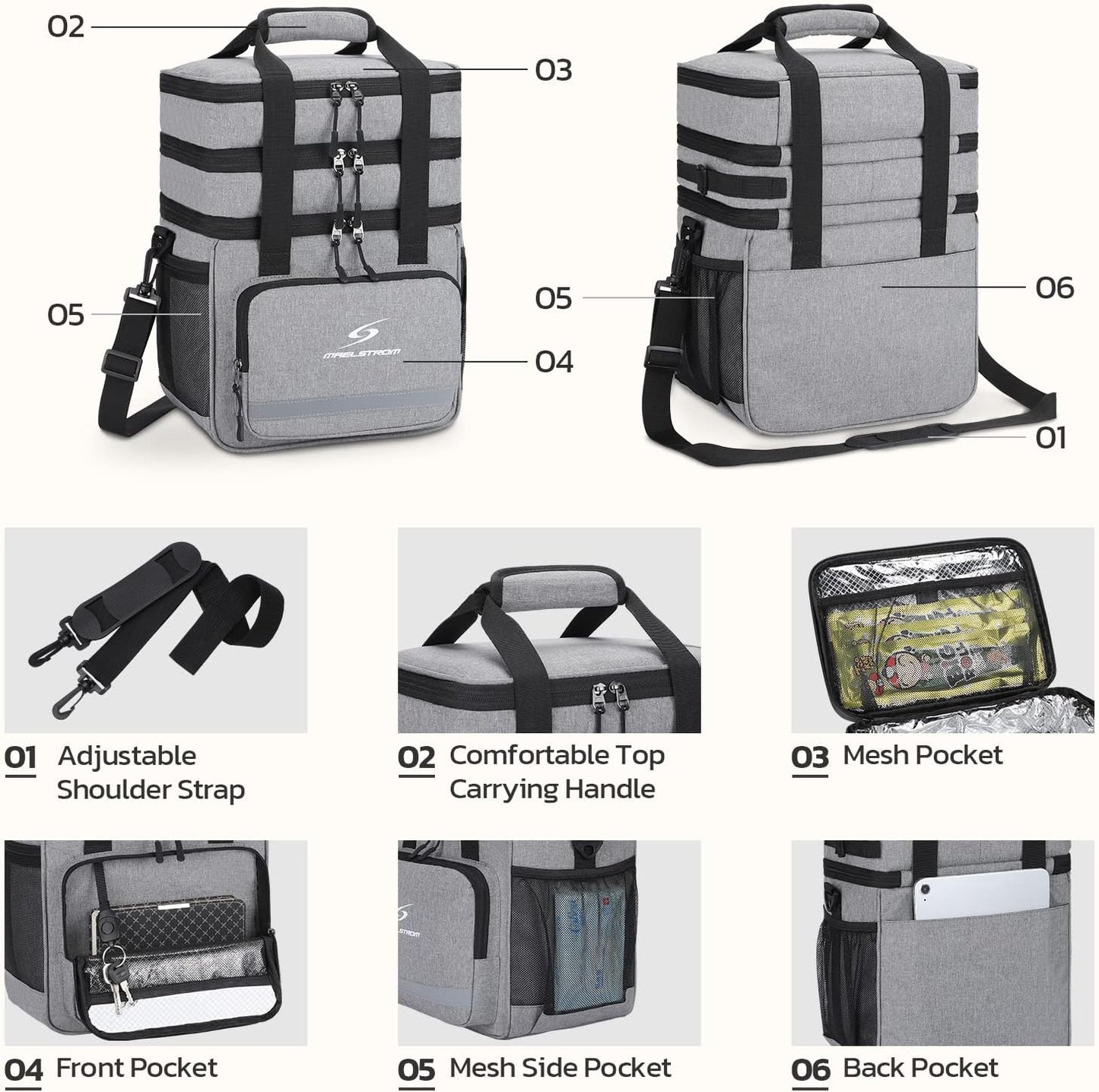 Maelstrom Lunch Box for Men,Insulated Lunch Bag Women/Men,Leakproof Lunch Cooler Bag, Lunch Tote Bag