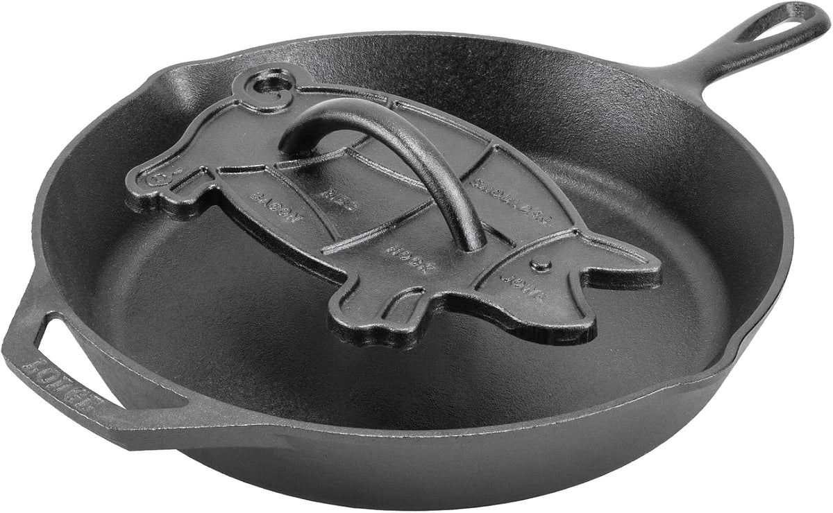 Lodge Pre-Seasoned Cast Iron Pig Press, 9.5 x 5.5 Inches