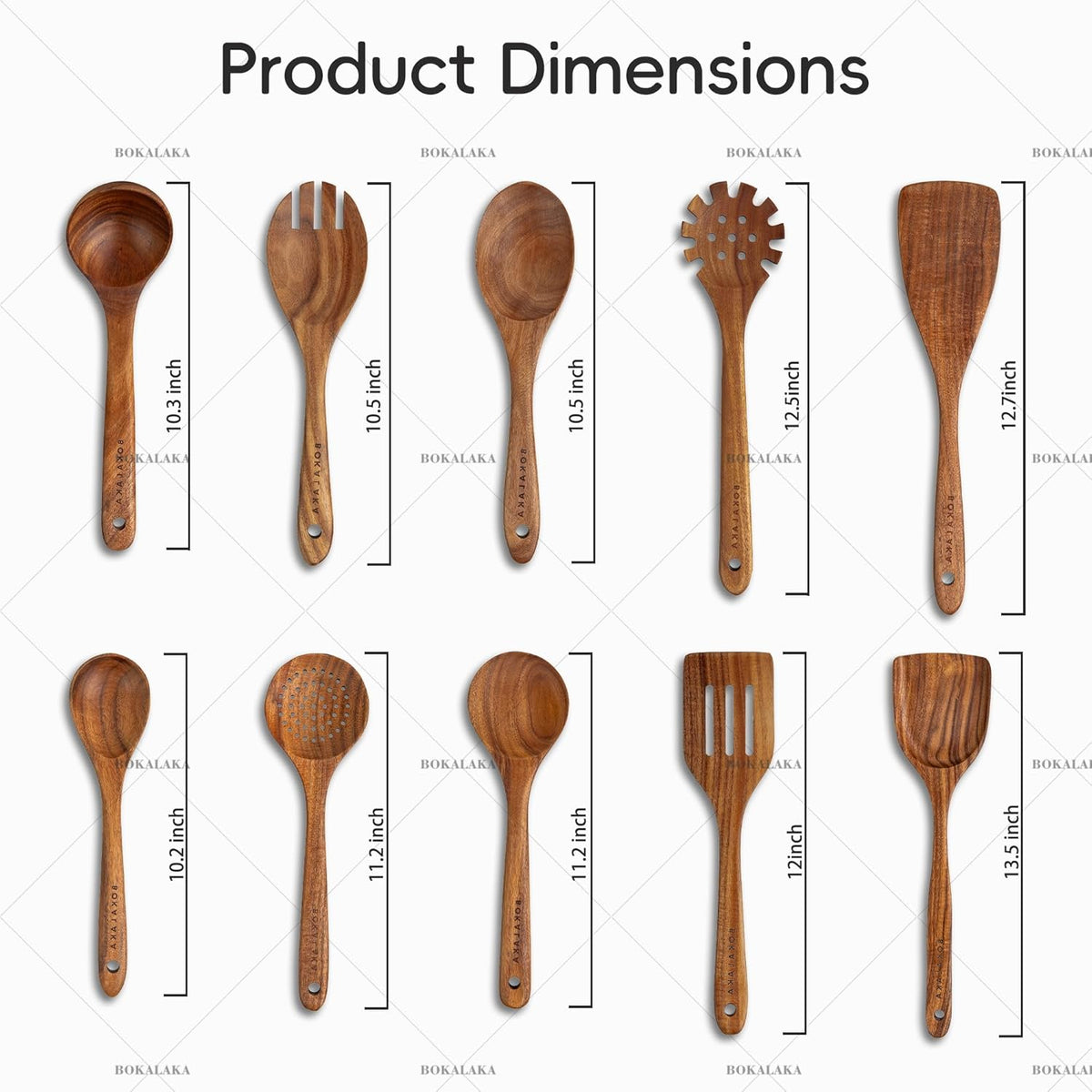 Wooden Spoons for Cooking, Natural Teak Wooden Kitchen Utensils Set Wooden Utensils for Cooking Wooden Cooking Utensils Wooden Spatulas for Cooking (10)