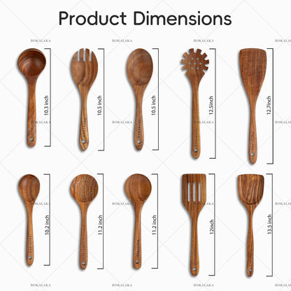 Wooden Spoons for Cooking, Natural Teak Wooden Kitchen Utensils Set Wooden Utensils for Cooking Wooden Cooking Utensils Wooden Spatulas for Cooking (10)