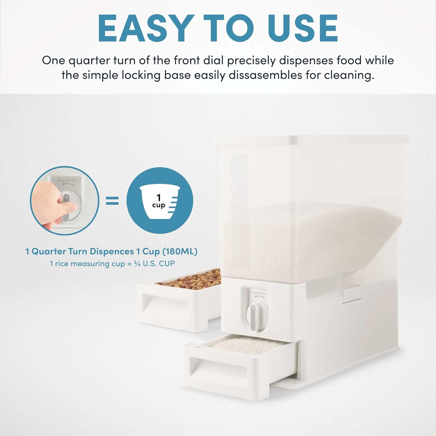 AROMA® XL 33-Pound Rice Dispenser and Countertop Beans or Grain Storage Bin with Automatic Measuring Funnel (ARD-133)