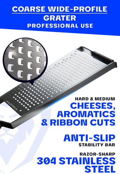 Dalstrong Wide Cheese Grater - Coarse Stainless Steel Blade