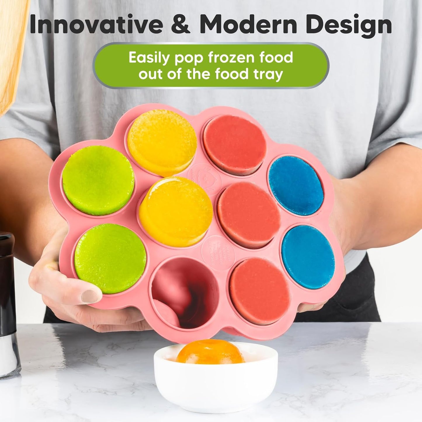 KeaBabies Silicone Food Freezer Trays with Lid, 2oz x 10 Pods Baby Food Storage Containers, Easy Puree Meal Prep, Breast Milk Silicone Freezer Molds, Dishwasher, Microwave Safe, BPA-Free (Slate)