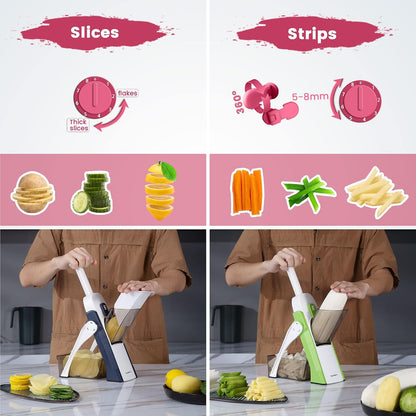 SUPMAKIN Safe Mandoline Slicer, Adjustable Vegetable Food Slicer and Chopper, Potato Fries Fry Cutter, Veggie Salad Chopper, New Kitchen Chopping Artifact Gifts 2026 (SliverGray)