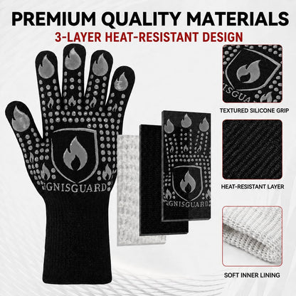 BBQ & Grill Gloves, Oven Gloves Heat Resistant, 1 Pair, Red (L)
