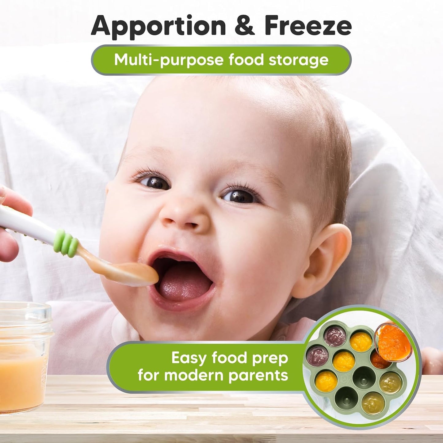 KeaBabies Silicone Food Freezer Trays with Lid, 2oz x 10 Pods Baby Food Storage Containers, Easy Puree Meal Prep, Breast Milk Silicone Freezer Molds, Dishwasher, Microwave Safe, BPA-Free (Slate)