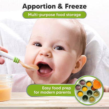 KeaBabies Silicone Food Freezer Trays with Lid, 2oz x 10 Pods Baby Food Storage Containers, Easy Puree Meal Prep, Breast Milk Silicone Freezer Molds, Dishwasher, Microwave Safe, BPA-Free (Slate)