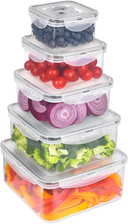 CLWVPCOT 5 Pack Large Food Storage Containers with Leak-Proof Lids, Stackable Kitchen Storage Bowls Sets (14/30/54/80/128 oz), Reusable Meal Prep Plastic Containers, BPA-Free, Dishwasher Safe