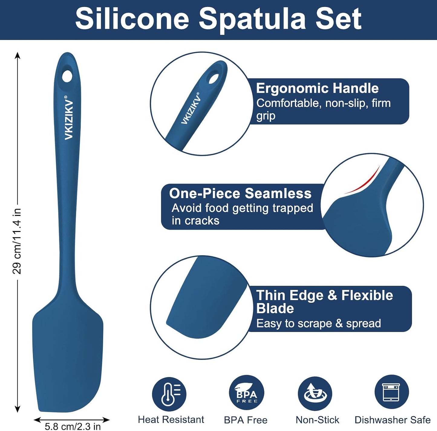 4 Pcs Silicone Spatula Set, 11.4 In, 600°F Heat Resistant Rubber Spatulas for Baking, Cooking & Mixing, Flexible and Non-Stick Kitchen Utensils, Seamless & Dishwasher Safe (Multicolor)