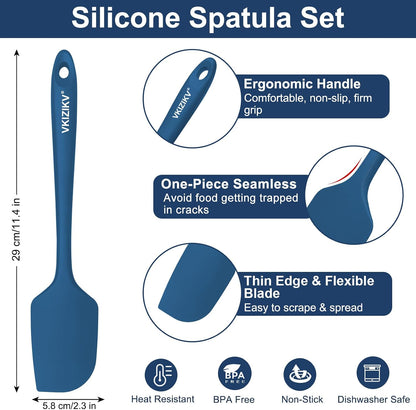 4 Pcs Silicone Spatula Set, 11.4 In, 600°F Heat Resistant Rubber Spatulas for Baking, Cooking & Mixing, Flexible and Non-Stick Kitchen Utensils, Seamless & Dishwasher Safe (Multicolor)