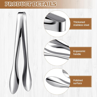 2 Pack Polished Stainless Steel Serving Tongs 9 and 12 Inch Metal Food Silver Tong for Buffet Salad BBQ Grilling Heavy Duty Kitchen Utensils for Cooking Catering Wedding Party