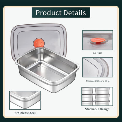 GIUOIDUO stainless steelFood Storage Containers setsstorage box with lidfreezer FrozenKitchen tray with lidOven plateSide dish plate Freezer & Dishwasher Safe