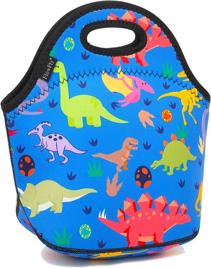 FlowFly Neoprene kids Lunch box Insulated Soft Bag Mini Cooler Thermal Meal Tote Kit for Boys, Girls,Men,Women,School,Work, Office,Black