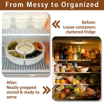 Relish Trays with Dividers and Lid, Divided Serving Tray with Lid and Handle, Durable Plastic Clear Snack Organizer with Removable Compartments, Ideal for Party, Travel and Picnic