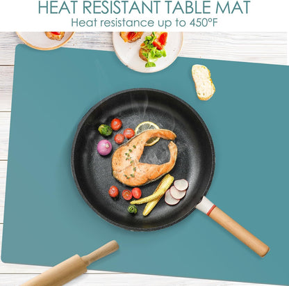 Extra Large Silicone Mat, 31.5x23.6 Inch Heat Resistant Mat for Kitchen Counter, Non Stick Silicone Baking Mat for Dough and Pastry, Thick Silicone placement Countertop Protector, Black countertop mat