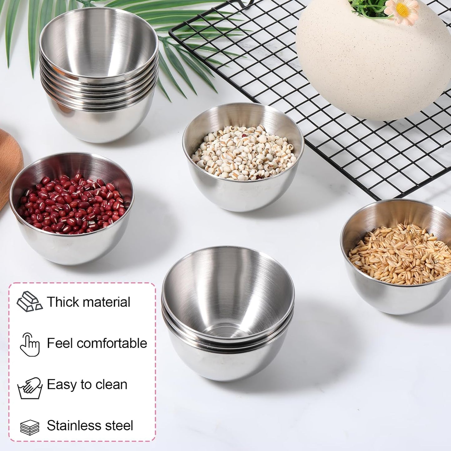 12 Pack 3.4inch Stainless Steel Sauce Dishes, Mini Individual Round Sauce Bowl, Sushi Dipping Bowl, Ingredient Bowls for Prep, Sliver