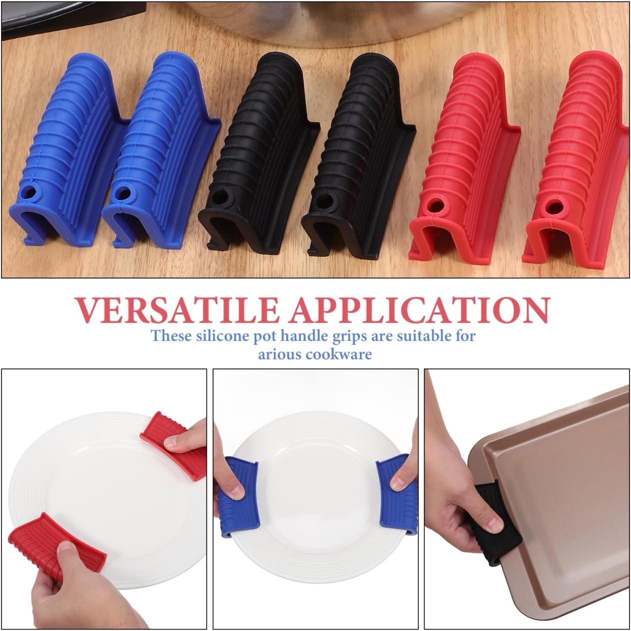 OUNONA Silicone Pot Handle Grips Set - Heat Resistant Non-Slip Covers for Cast Iron Skillets and Cookware Handles with Honeycomb Texture - Easy to Install and Clean Fits Various Pots and Pans