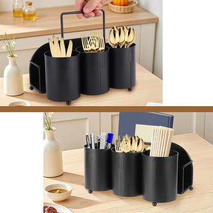 NelyBet Utensil Caddy Silverware Holder Fork Spoon Napkin Paper Plate Organizer Metal Utensil Holder Cutlery Flatware Organizers for Party Kitchen Countertop Camping Picnic - Black Mesh