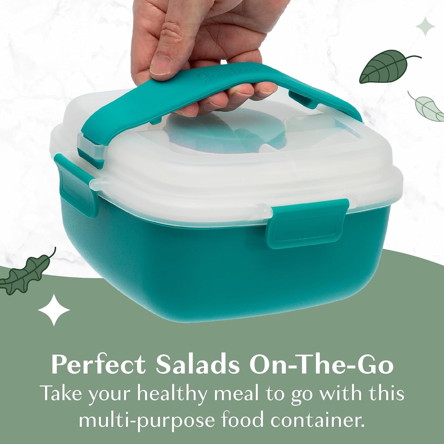 Goodful Stackable Lunch Box Container, Bento Style Food Storage with Removeable Compartments for Sandwich, Snacks, Toppings & Dressing, Leak-Proof and Made without BPA, 56-Ounce, Blue