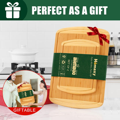 Homaxy Extra Large Bamboo Cutting Boards for Kitchen, 18x12.5" Wood XL Cutting Board with Juice Groove, Butcher Block Wooden Chopping Board for Kitchen, Meat, Cheese, Fruit & Vegetables - Pre Oiled