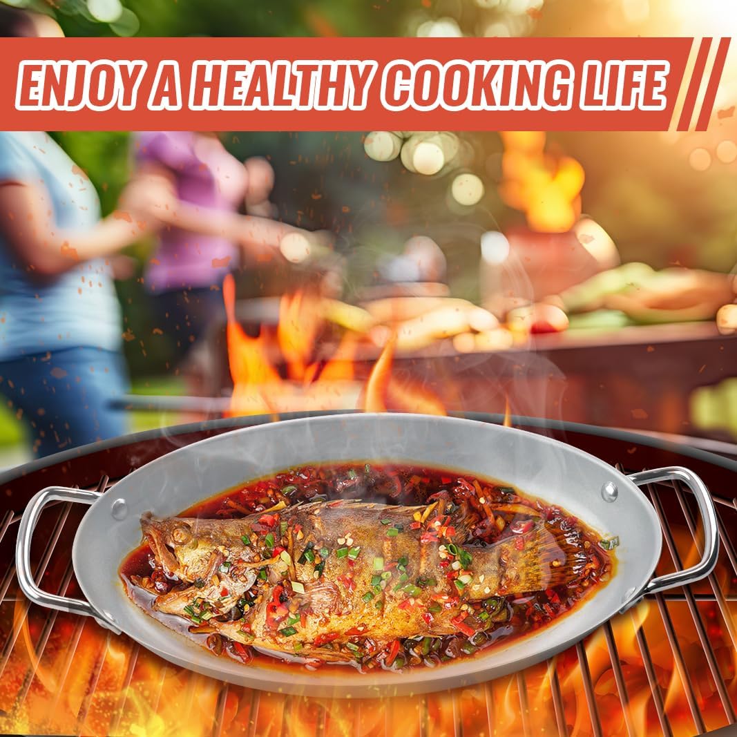 Grill Pan - 11'x15'' BBQ Grill Topper With Handles