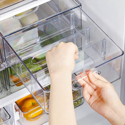3Pack Fridge Organizer Drawer Divider Cube Pull-Out Bins Clear Food Container Refrigerator Storage box Produce Saver for Pantry Kitchen Cabinet