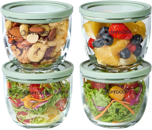 Glass Meal Prep Bowls Set - Leakproof Lids,13 oz (4-Pack Multicolored) Perfect for Meal Prepping, Portion Control, and On-the-Go Lunches BPA-Free