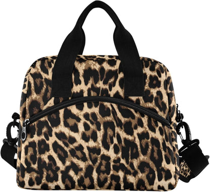 Colorful Leopard Insulated Lunch Bag Rainbow Animals Skin Print Reusable Cooler Lunch Tote Box with Shoulder Strap for Work Picnic School Beach