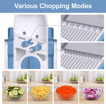 Jonscook All-in-1 Update Safe Mandoline Slicer for Kitchen, Food Chopper with Container, Thickness Adjustable Vegetable Chopper, Potato French Fry Cutter Tomato Apple Slicer Onion (BlackKnight)
