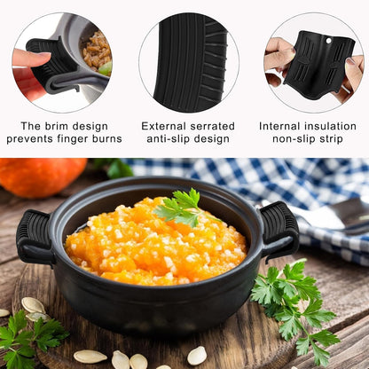 4 Pcs Non-Slip Silicone Hot Handle Holder & Assist Grips, Potholder for Cast Iron Skillets, Heat Resistant Handle Cover Sleeve for Frying Pans, Casserole, Cookware Handles, Lake Blue