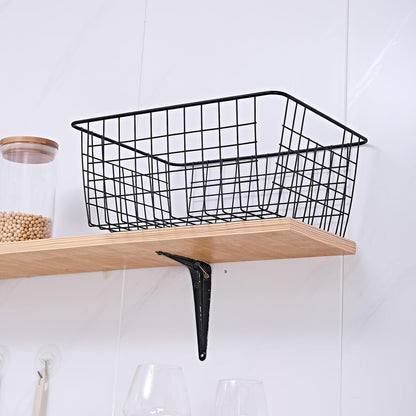 11" Upright Freezer Storage Baskets, Black Wire Storage Bins Small Bakset for Freezer, Pantry, Bathroom Organizing, Set of 2