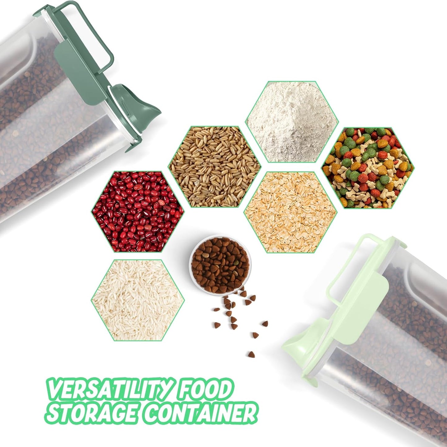 LEAWALK 5-7Lbs Dog Cat Food Storage Container with Upgraded Large Nozzle BPA-free, 4 Snap Seals Plastic Pet Food Storage Containers with Handles are Easy to Clean and Carry