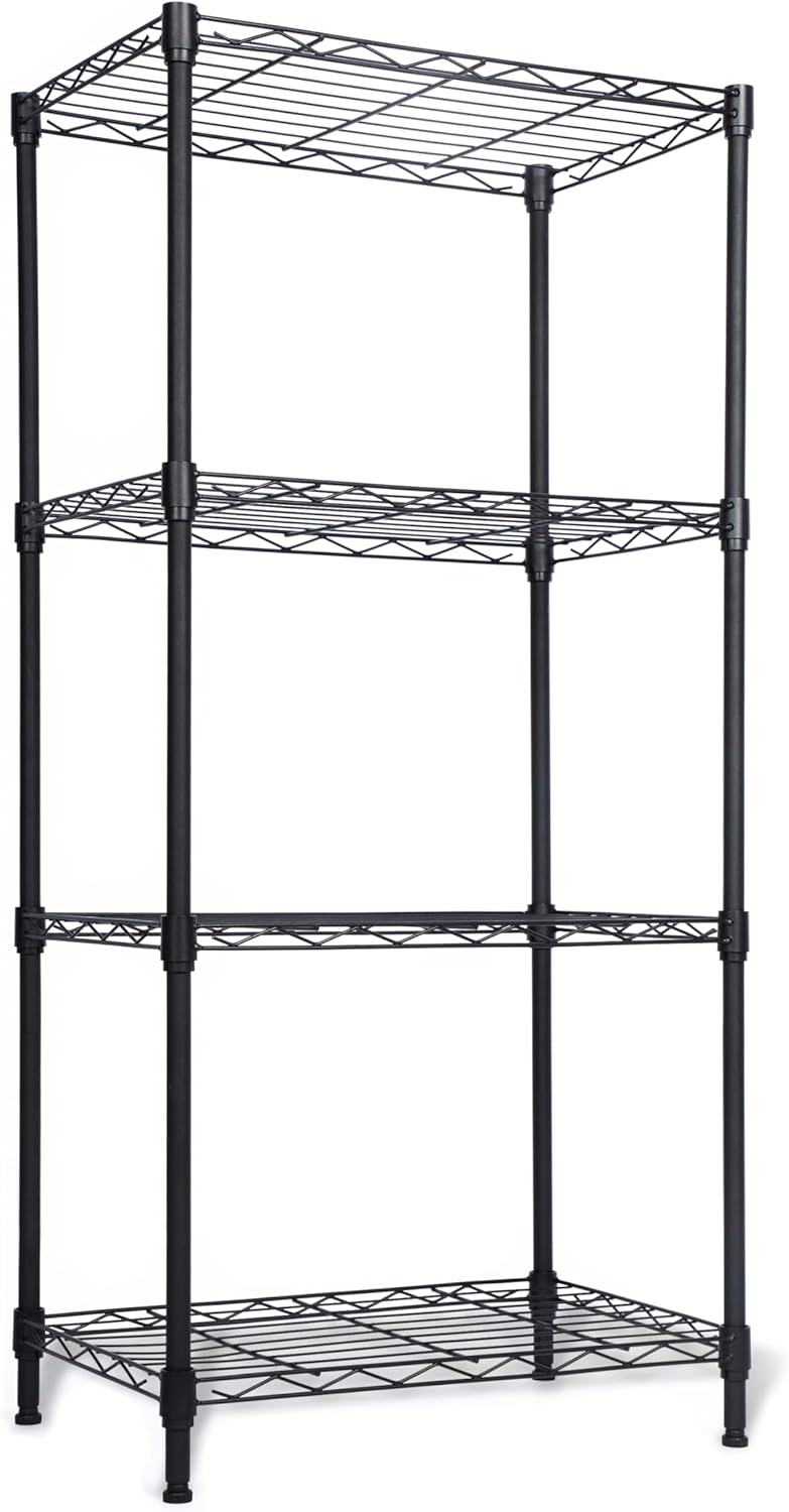 Whitmor 2-Wire Shelving Unit, Metal Storage Shelves, Stacking Shelf with Basket, Easy Assembly Home Organizer for Pantry, Kitchen, Garage, Plant