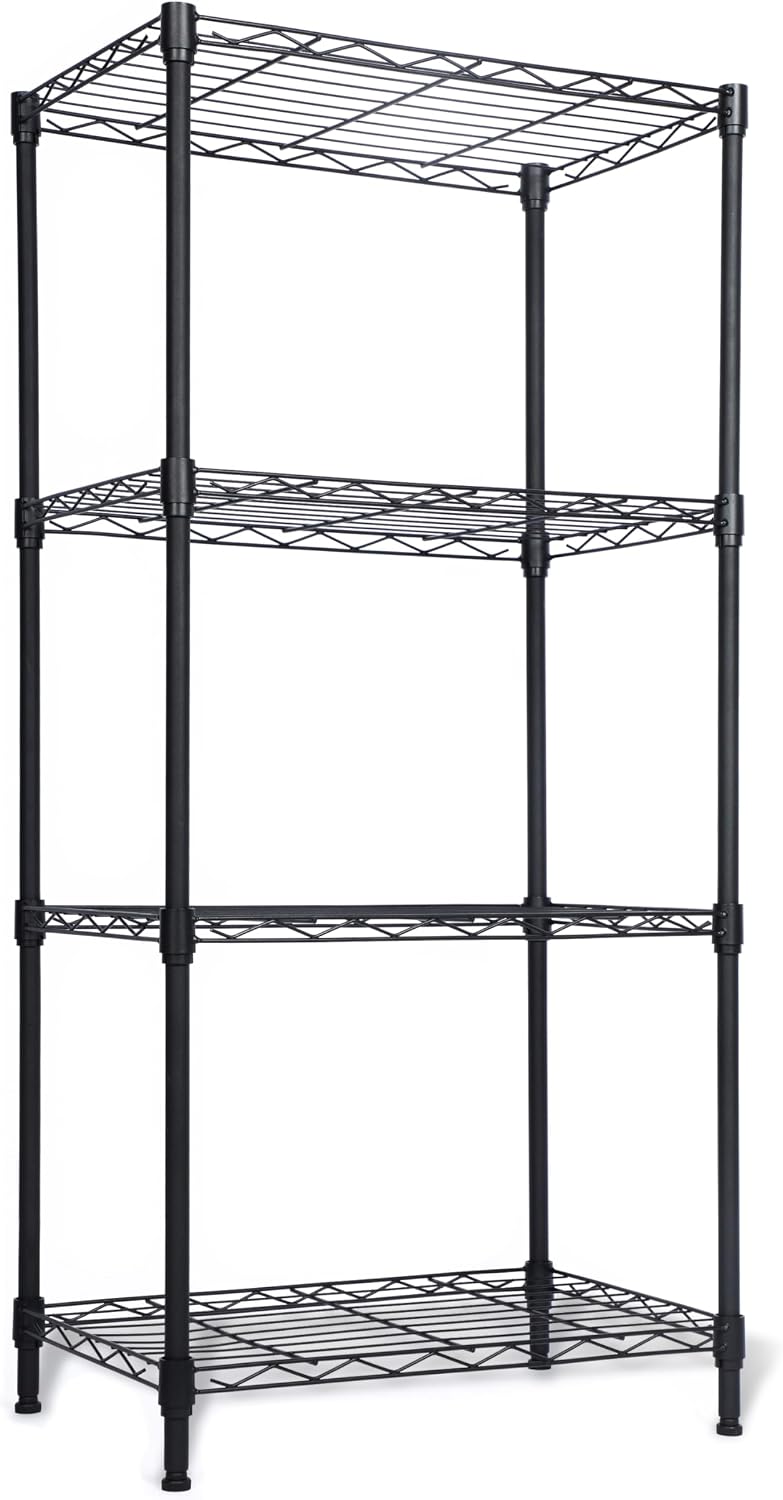 Whitmor 2-Wire Shelving Unit, Metal Storage Shelves, Stacking Shelf with Basket, Easy Assembly Home Organizer for Pantry, Kitchen, Garage, Plant