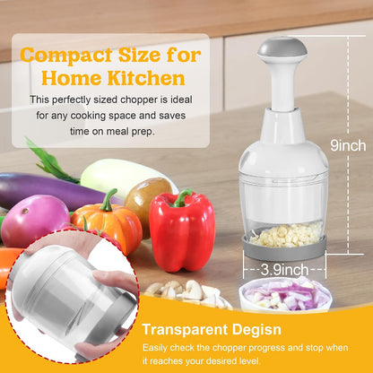 Food Chopper with Container, 360-Degree Blades, Dishwasher Safe, White