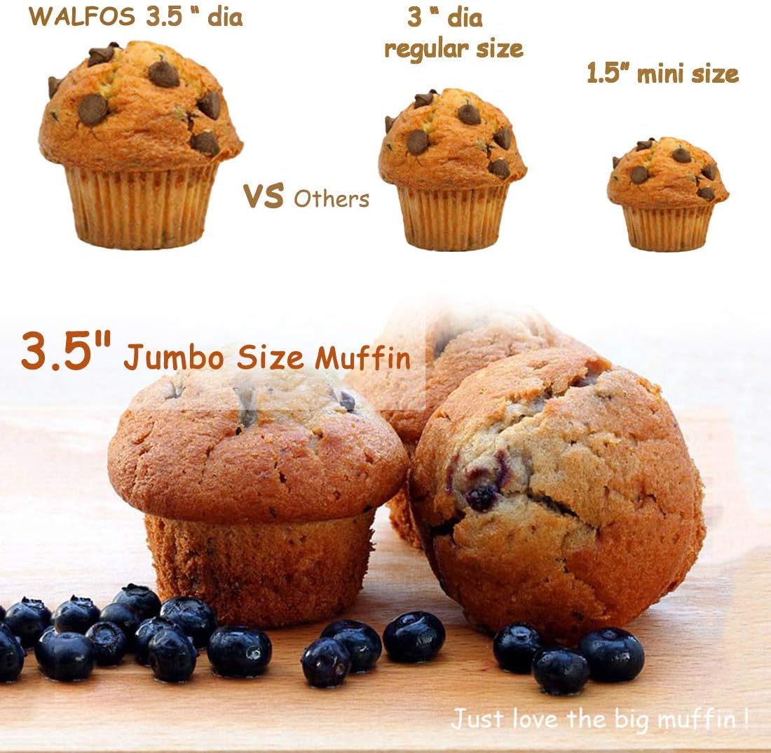 Walfos Silicone Muffin Pan - 12 Cups Regular Silicone Cupcake Pan, Non-stick Great for Making Muffin Cakes, Tart, Bread - BPA Free and Dishwasher Safe