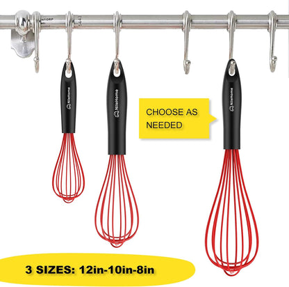 NileHome 3-Pack Stainless Steel Whisk Set, Kitchen Utensils for Cooking