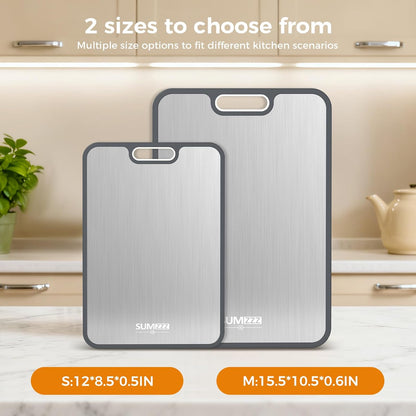 Titanium Cutting Board for Kitchen, Cutting Board Double Sided Food Grade, Pure Titanium/PP, Easy to Clean Large Size 15”×10.3”